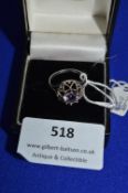 Sterling Silver Rings with Amethyst, Size: L