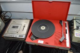 1970's Fidelity Portable Record Player, and a Philips Cassette Recorder