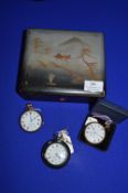 Cased Silver Pocket Watch and Two Gold Plated Watches