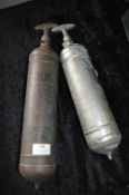 Two Vintage Auto Minimax Hand Pump Fire Extinguishers