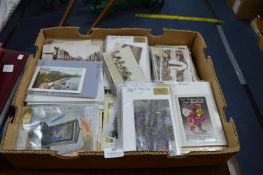 Large Box of Mounted Vintage Postcards etc.