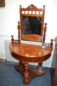 Victorian Mahogany Mirror Backed Halfmoon Hall Table