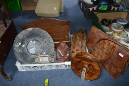 Chinese Paper Mache Plate, Reel, Letter Racks, Crocodile Skin Bag etc