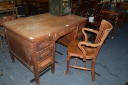 1930s Oak Desk and Matching Chair