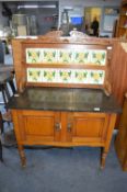 Double Door Wash Stand with Marble Top and Tiled Splashback (AF - for restoration)