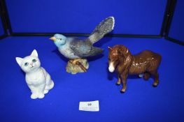 Suffolk Horse, Beswick Cat and a Beswick Cuckoo