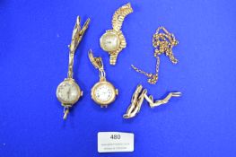 9k Gold Scrap Ladies Wristwatches and Chain