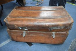 Large Leather German Trunk - Moritz Madler Leipzig