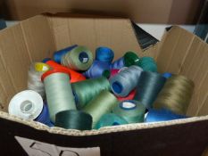 ~50 Spools of Assorted Thread and Yarn