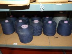 10 Large Cones of Blue Thread and a Large Cones of Grey Thread