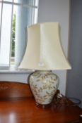 Pottery Table Lamp with Cream Shade