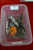 Two Acme City Police Whistles plus a Boy Scouts Whistle