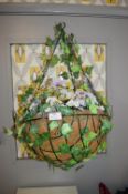 Hanging Basket with Artificial Flowers