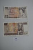 Two Vintage British £10 Bank Notes