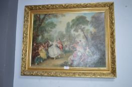 Gilt Framed Canvas Print of a Woodland Dancing Sce