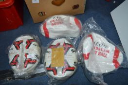 Two Talon Rugby Balls an Two Samsan Footballs