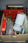 Box of Lamps, Clocks, etc.