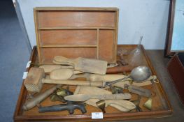 Vintage Kitchenware, Wooden Utensils, Glass Funnel