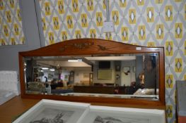 Edwardian Oak Overmantel Beveled Edge Mirror