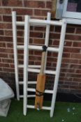 Painted Ladder Sections and a Cricket Bat Coat Rac