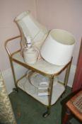 Two Tier Hostess Trolley, Fan, Lampshades, etc.