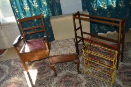 Vintage Wooden Shoe Rack, Foot Stool, Commode, etc.