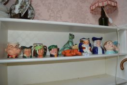 Shelf of Character Jug, Ornaments, etc. Including Royal Doulton