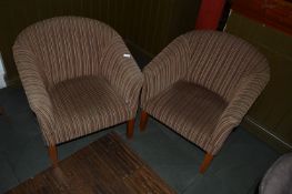Pair of Brown Stripped Tub Seats
