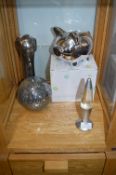 Decorative Items; Metal Elephants, Piggy Bank, etc.