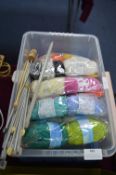 Tub of Knitting Wool, Needles, etc.