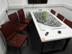 *Set of Six Mahogany Framed Dining Chairs with Burgundy Leather Seats and Backs