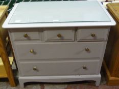 Glass Topped Painted Three Over Two Chest of Drawe