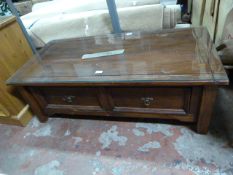 Glass Topped Coffee Table with Two Drawers
