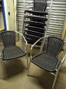 *Ten Tubular Framed Stacking Chairs with Basket Weave Seats