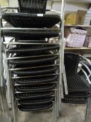 *Thirteen Tubular Framed Stacking Chairs with Basket Weave Seats