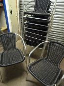 *Ten Tubular Framed Stacking Chairs with Basket Weave Seats