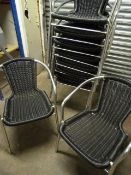 *Ten Tubular Framed Stacking Chairs with Basket Weave Seats