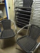 *Ten Tubular Framed Stacking Chairs with Basket Weave Seats