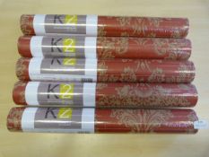 *5 Rolls of K2 Textured Wallpaper Red Knightsbridg