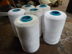 6 Large Cones of White Yarn