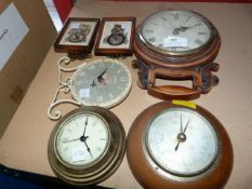 Barometer and Five Small Clocks