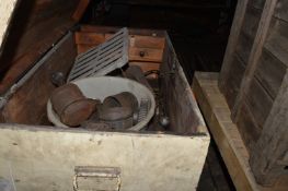 Pine Blanket Box Containing Model T Spares Including Pistons, Radiator Grill, etc.