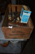 Vintage Bovril Corn Beef Box Containing Assorted Joiners Chisels, Tools, etc.