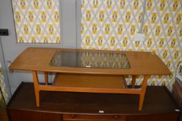 Retro Teak Effect Coffee Table with Smoked Glass I