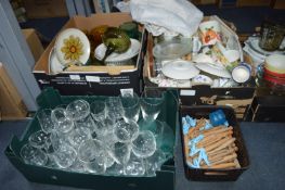 Glassware, Pottery, Clothes Pegs, etc.