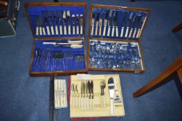 Two Cased Cutlery Canteens and Contents