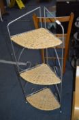 Folding Three Height Corner Shelf Unit with Basket