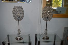 Pair of Chrome & Acrylic Table Lamps