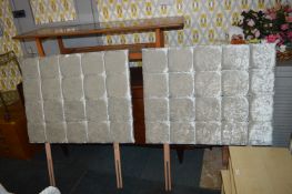 Two Padded Silver Single Bed Headboard