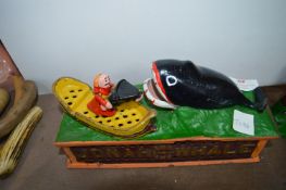 Reproduction Cast Iron Moneybox - Jonah and the Wh